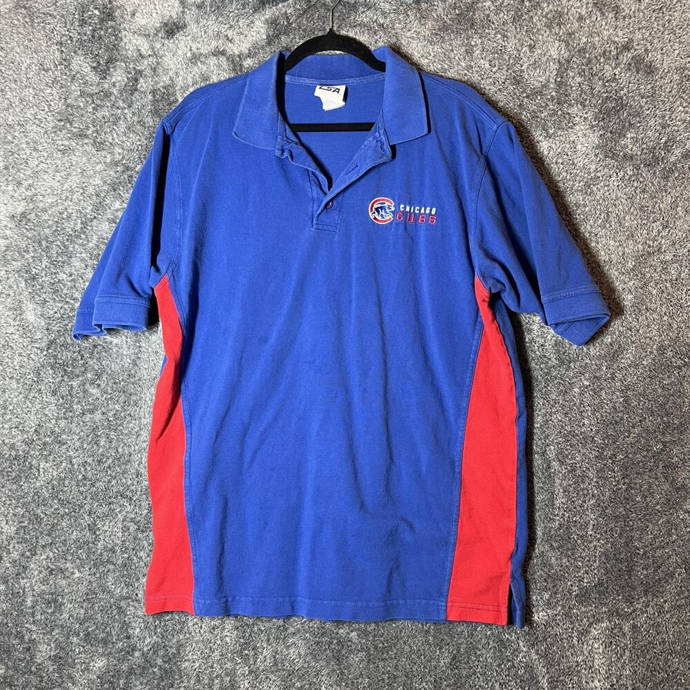 Chicago Cubs Shirt Mens Large Blue Red MLB Baseball Polo CSA Short Sleeve
